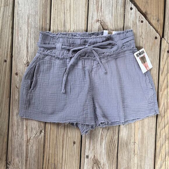 Rewash Women's Grey String Tie Shorts 100% Cotton Size M. NEW - Picture 1 of 10